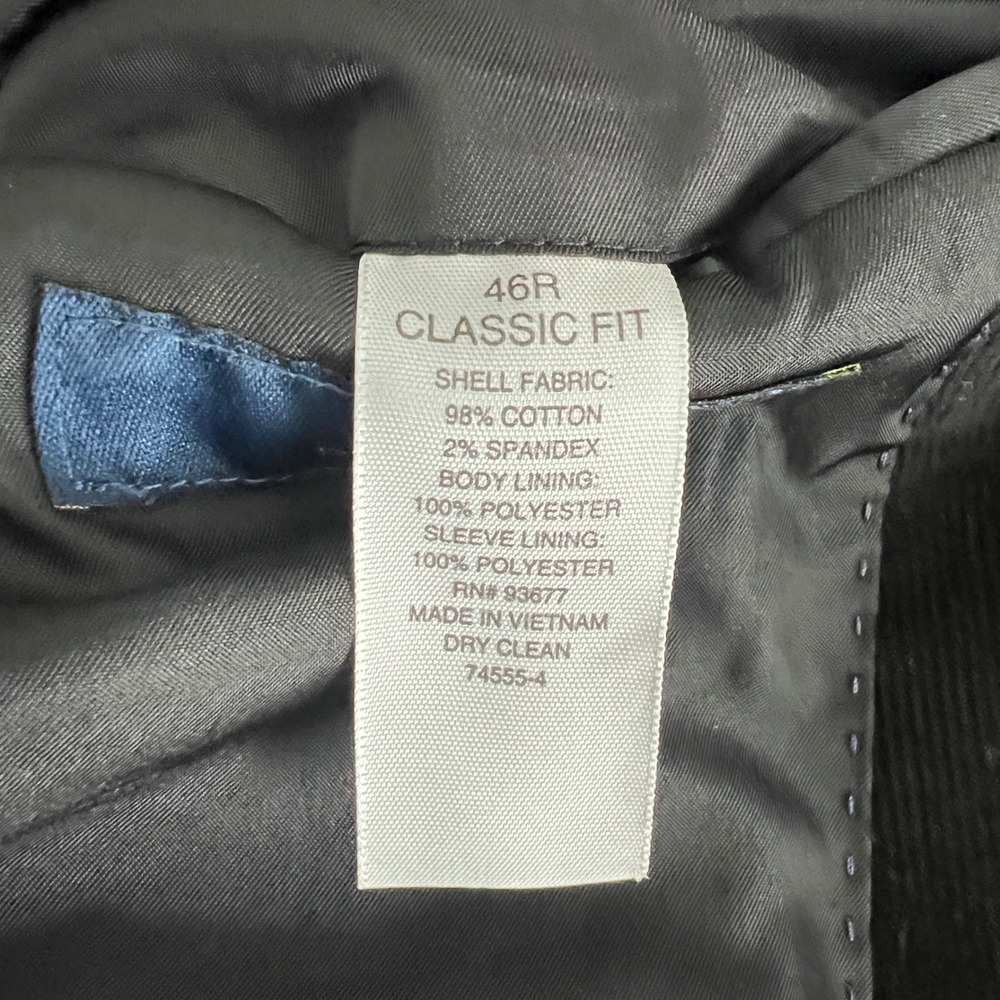 Stafford Corduroy Sport Coat Mens 46R Black New Stretch Classic Fit Elbow Patch - Picture 10 of 10